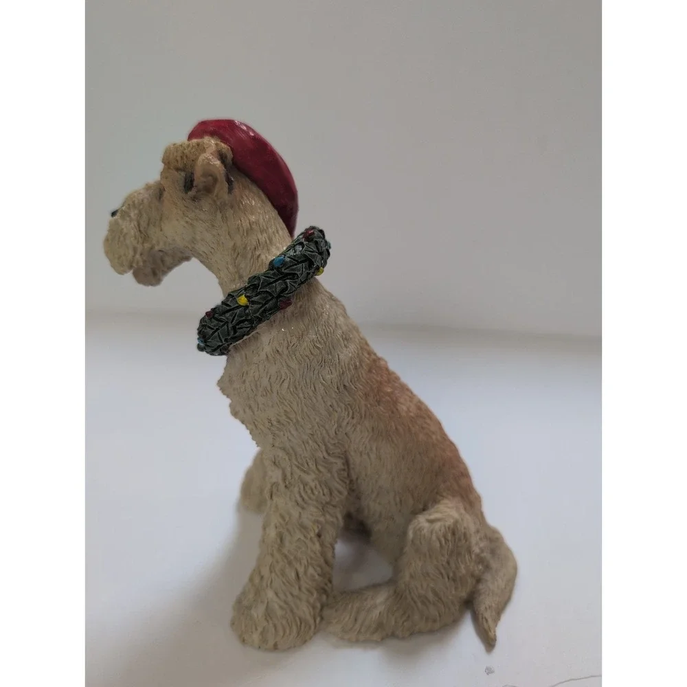 Vintage Christmas TERRIER Schnauzer Dog FIGURINE Resin Statue RARE - Santa 6